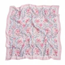 1条女士新款110*110厘米卷边大方巾，花卉印花，印尼风格头巾/披肩 - 彩色 - 查看 10