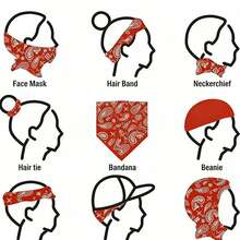 6件套佩斯利花纹发带、牛仔印花发带、成人女士围巾套装 - 6pcs - 查看 5