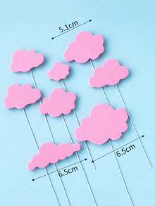 8pcs White Cloud Cake Decorations, 3D Foam Cake Toppers Suitable For Birthday Party, Opening Celebration, Party Supplies, Father's Day, Christmas - Multicolor - View 11