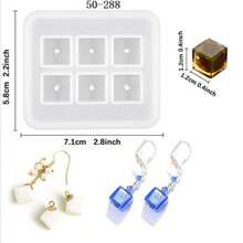 1个/4个树脂首饰硅胶模具，水晶环氧树脂珠子模具，圆形、菱形、方形、椭圆形、长方形，手链串珠环氧树脂硅胶模具，带孔宝石首饰制作环氧树脂模具，适用于耳环、吊坠、手链和项链 - 白色 - 查看 24