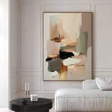 1 Piece Modern Minimalist Canvas Art - Blush Pink And Gold, Contemporary Wabi-Sabi Style Wall Decor, Abstract Geometric Design, Suitable For Living Room, Kitchen Or Bedroom, Frameless, 50x70cm/19.68x27.55in - Multicolor - View 5