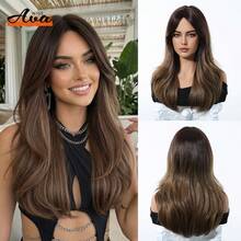 Tóc giả xoăn ombre nâu 20 inch dành cho nữ, chân tóc tối màu, tím nhạt, phù hợp cho thời trang, mặc hàng ngày, dự tiệc, cosplay Halloween, phong cách đường phố punk tự nhiên. - Màu nâu highlight - Xem 13