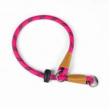 1 pieza Collar de perro reflectante de cuerda para entrenamiento, collar de cuerda redonda trenzada de nailon sin tirones con cierre rápido y tope ajustable para perros medianos y grandes - Rosa Roja - Ver 13
