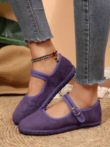 女士平底帆布一脚蹬鞋，软底舞蹈鞋/妈妈休闲鞋 - 紫丁香色 - 查看 5