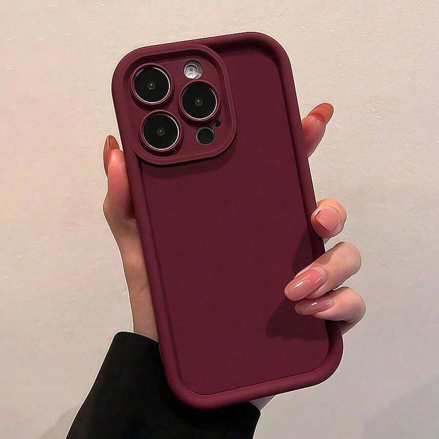 Luxury 3D Protective Phone Case, Suitable For IPhone 16, 16 ProMax, 16 Pro, 16 Plus, XR, 15, 14 Pro Max, 12, 13 Pro, 11 Series, Anti-Fall, Anti-Shock, Anti-Scratch, Anti-Collision, Anti-Fall, Anti-Shock, Anti-Scratch, Anti-Collision, Anti-Fall, Anti-Shock, Anti-Scratch, Anti-Collision - Burgundy - View 1