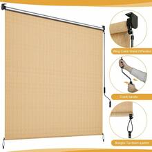 HDPE Shade Cloth For Vertical Awning, Aluminum Tube With Wireless Crank Operation, Vertical Awning, HDPE Shade Cloth For Patio Pergola, Balcony Awning - 卡其色 - 查看 7