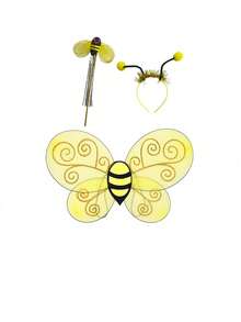 1 Set Cute Halloween Bee Costume And Accessories (Including Headpiece And Wings) - Multicolor - View 2