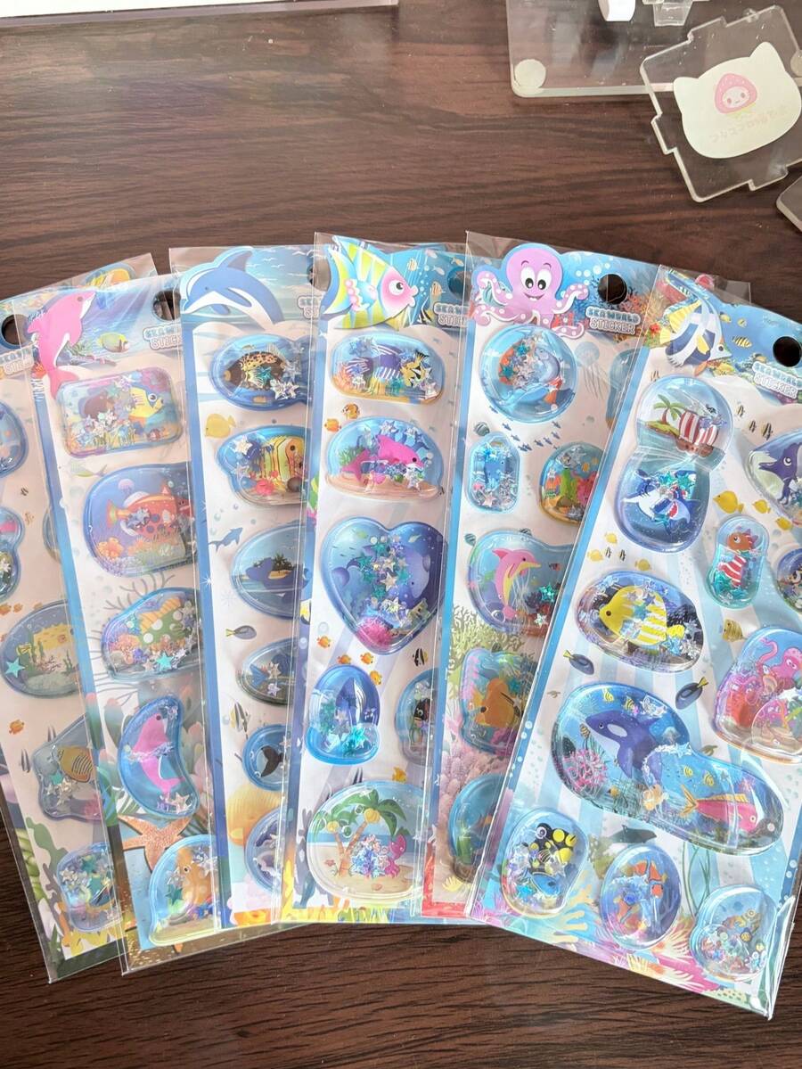 创意海洋世界摇摆水贴纸 3D 剪贴簿 DIY 日记文具贴纸装饰学校用品礼品 - color - 查看 1