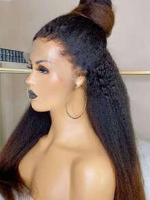 Ombre Brown Yaki Straight Lace Front Wigs Human Hair 13X4 HD Transparent Glueless Wigs Human Hair Pre Plucked With Baby Hair 250 Density Kinky Straight Glueless Wigs Human Hair For Women Beginners - 漸層色 - 查看 3