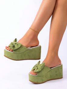 Giày sandal nữ 2025, sandal đế xuồng cao gót họa tiết da báo gợi cảm, sandal mũi tròn thoải mái, thích hợp cho mùa xuân/hè, dự tiệc hoặc phối cùng váy. - Màu xanh chanh - Xem 4