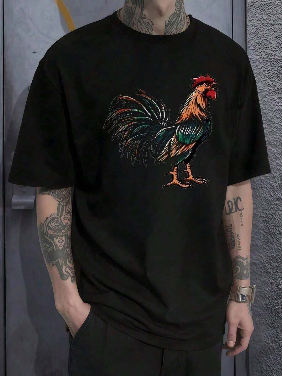 El estampado muestra un majestuoso que simboliza la valentía la energía y la confianza en mismo con plumas llenas de colores vivos que representan el amanecer y el espíritu renovado camiseta de hombre talla% algodón de corte cómodo y tacto suave para uso diario y estilo urbano 44VQ - Negro - Ver 1