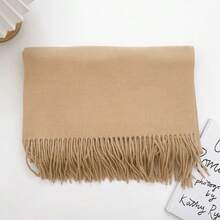 Cashmere Plain Scarf 300g Unisex Wool Scarf/Pashmina/Shawl/Elegant/Solid Color/Warm/Flexible For Winter - 杏仁 - 查看 5