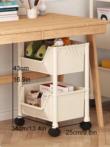 Upgraded Large Rolling Storage Rack, Multi-Tier Floor Toy Storage Shelf, Home Mobile Bookcase For Kids Bedroom - White Plastic Multi-Layer Rolling Storage Rack, More Storage Space, Suitable For Living Room, Bedroom Or Dorm - Great For Organizing Books. - White - View 11