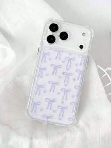 1pc Cute Purple Bow Heart Pattern Transparent TPU Shockproof Phone Case, Suitable As Holiday Gift For Boyfriend/Girlfriend, Compatible With IPhone XS/XS Max/XR/11/12/13/14/14 Plus/15/15 Plus/16/16 Plus/7/8 Plus/17/17 Pro And Other Models - Mauve Purple - View 2