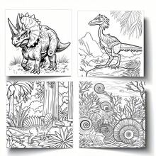 1pc Forest Dinosaurs Coloring Book Realistic T-Rex Painting Book, Jurassic Prehistoric World Animal Drawing Notebook For Boys Adults Stress Relief Books - Multicolor - View 5