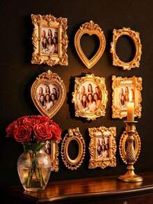 12pcs/10pcs/7pcs Vintage Baroque Mini Resin Photo Frame DIY, Family Member Photo Decor Craft, Personalized Gift, Cartoon Album Display Frame, Handmade Tool For Party - Multiple Styles - View 2