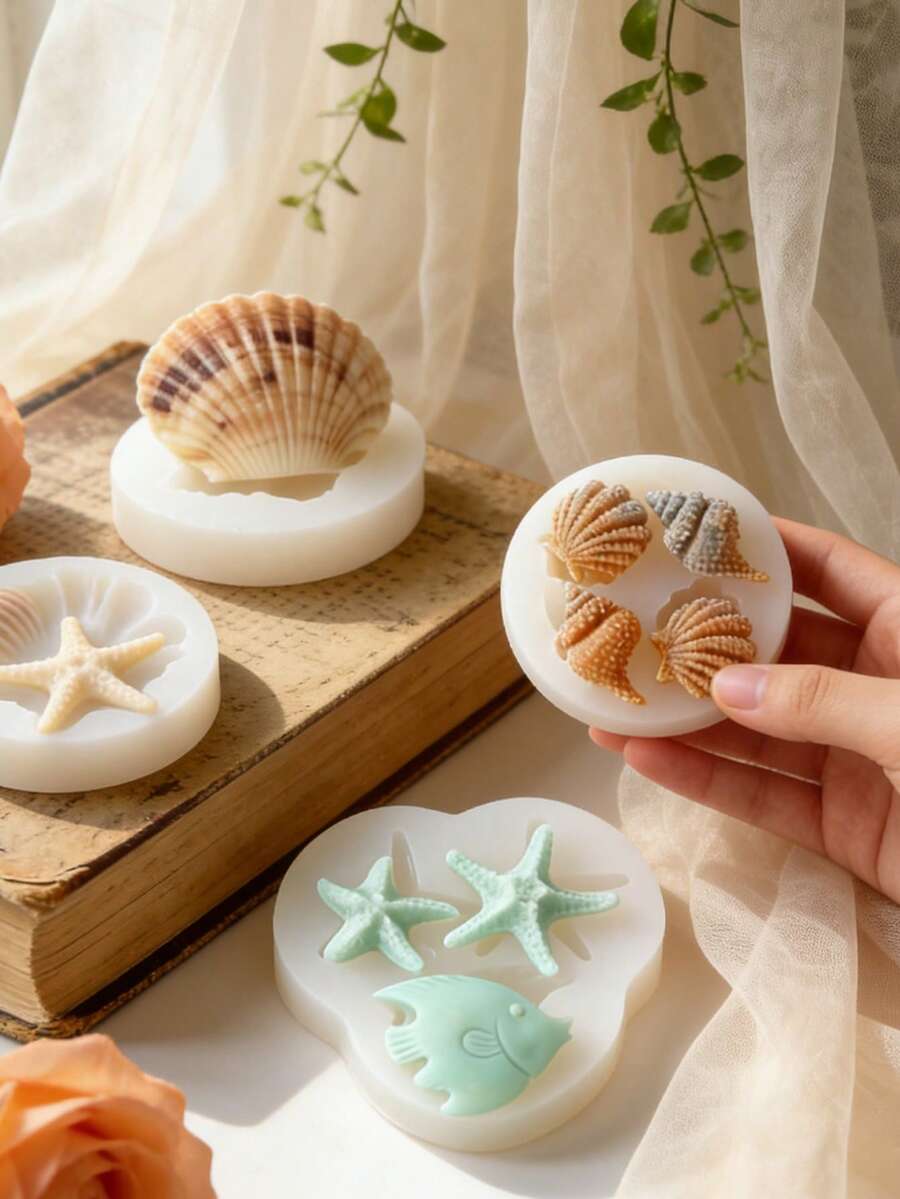 3D Seashell Silicone Mold - Suitable For Handmade Soap, Plaster, Resin, DIY Candle Cup Decor, Mold For Home & Wedding Decoration - Ocean Shell Mold - View 1