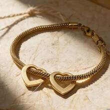 1pc Stainless Steel Heart-Shaped Family Name Bracelet - Mother's Day Gift, Gift For Mom, Customized Grandma Bracelet With Grandchildren Names, Women's Bracelet, Gold Bracelet, Adjustable Bracelet, Customizable Name - Multicolor - View 4