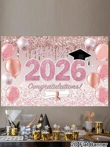 1件毕业横幅背景，2026届毕业祝贺图案背景布，黑金背景布，室内外墙面装饰，2026届高中大学毕业派对用品，房间家居装饰 - 001 - 查看 14
