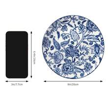2pcs 8-Inch Glossy Ceramic Flat Plate/Soup Plate, Vintage Blue & White Glossy Underglaze Floral Pattern Round Dinnerware Design, Smooth Glossy Glaze Rounded Edges Easy To Clean And Scratch-Resistant, Microwave, Dishwasher And Oven , Suitable For Pasta, Salad, Dessert, Soup, Fruit Serving, Daily Home Kitchen Use All Year Round - Navy Blue - View 8