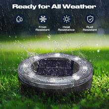 8/16 Pack Solar Ground Lights Outdoor - 8 LED Solar Disc Lights With Flat Design, Solar-Powered Pathway Lights For Garden, Lawn, Patio, Yard, Path & Landscape (Cool White & Warm White) - 16 Pack - View 3