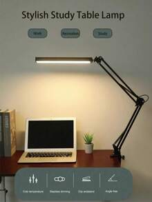 Đèn bàn LED bảo vệ mắt, 10 mức độ sáng, 3 chế độ chiếu sáng, cần đèn linh hoạt, đèn bàn học tập có kẹp, cổng USB, đèn bàn máy tính. - USB - Xem 3