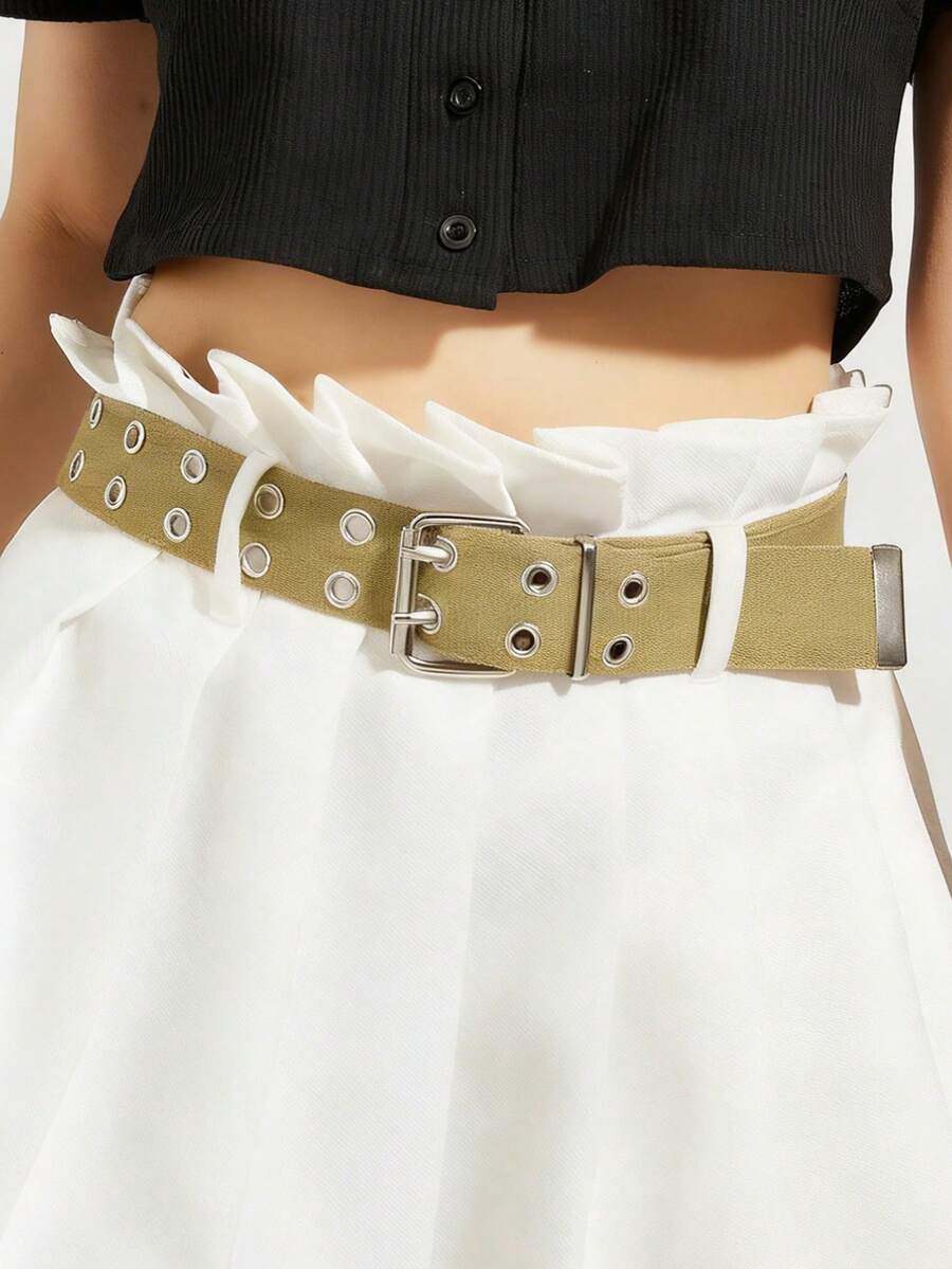 1件波西米亚风Y2K金属姜饼儿童腰带，彩虹铆钉儿童腰带，适合搭配连衣裙、牛仔裤、日常穿着、派对、聚会、音乐节、圣诞节、学院风等场合。 - 芥末黃 - 查看 1