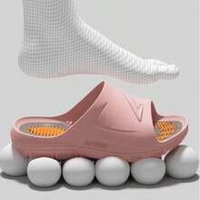 Particle Massage Cool Slippers For Men And Women In Summer Indoor Home Anti Slip Slippers - Pure Color Simple Casual Slippers - Red - View 4