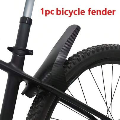 2 piezas Guardabarros de bicicleta con patrón de fibra de carbono, guardabarros delanteros y traseros universales, material de PVC