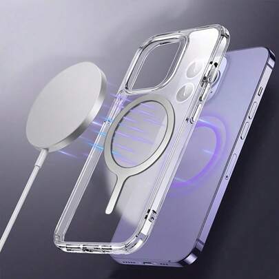 [Future Style] Wireless Charging Q-Shaped Aluminum Alloy Sticker - Compatible With Any Smartphone, Stainless Steel, Fashionable Design, Accented With Purple Glow