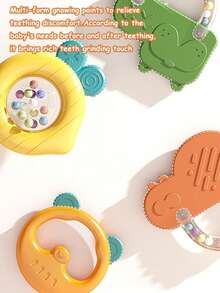 10pcs Baby Rattle Teether Toy Set With Travel Case - Suitable For Infant Teething Toys, Sensory Development Toys, Relieving Teething Pain And Carrying Out - Multicolor - View 10