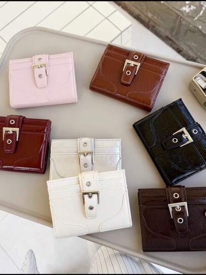 New Japanese Style Multi-Purpose Vintage Fashion Casual Minimalist Streetwear Transparent Badge Soft Compact Lightweight Wallet, Convenient For Travel, Daily, Commuting, Party, Gift, Short Tri-Fold Wallet Can Hold Coins