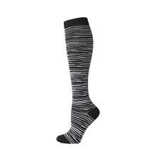 6 Pairs Unisex Black & White Striped Compression Socks, Running Sports Casual Knee-High Socks - Multicolor - View 4