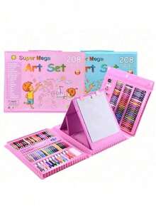 1 Set 208pcs/42pcs Student Art Tool Combination Set, Washable Paint Brushes And Watercolor Pens (Pattern Accessories Color Random, Not Limited To Styles Shown In Image, Product Does Not Include Drawing Paper) Beginner Art Set, Christmas Gift, Back To School Gift, Graduation Gift, School Supplies, Home Party Small Gift - Multicolor - View 8