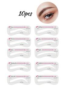 20/10pcs Eyebrow Stencil Kit, Eyebrow Makeup Tools, Eyebrow Shaping Template, Eyebrow Shaping Mold Makeup Set, Makeup Shaping Tool Set, Eyebrow Makeup Set, Eyebrow Shaping Set, 10 Styles Eyebrow Stencils, 3 Minute Women Makeup Tools - Multicolor - View 10