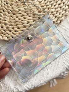 1 Buah Dompet Kartu Kompak dengan Gantungan Kunci - Ungu/Merah Muda Pastel, Penutup Jepit, Dompet Dua Saku Transparan untuk Kartu Identitas, Koin, Kosmetik - Tahan Lama untuk Penggunaan Sehari-hari untuk Anak Perempuan & Remaja, Tas Penyimpanan Koin, Tahan Cuaca - MultiWarna - View 7