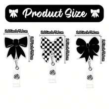1pc Cute Black Bow Badge Reel, Acrylic Bow Decor ID Badge Holder Clip, Suitable For Nurses, Teachers, Doctors, Healthcare Workers, RN, LPN, CNA, MA, BSN, Badge Reel - A - View 7