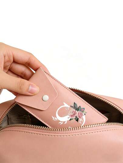 Pink Makeup Brush Set -1 Storage Bag And+8 Aluminum Tube Makeup Brushes, Printed With Personalized White Flower Letter Patterns; Advanced Eye Shadow Mixing Brush Set, Cosmetics Tools, Makeup Tool Set, Foundation Make-Up Makeup Brush, Contour Brush, Blush Brush, Eye Shadow Brush, Stippling Brush, Fluorescent Pen.