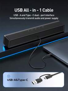 PHILIPS Speaker Komputer untuk PC Desktop, Speaker PC Bluetooth 5.3 Mirror Surface dengan Lampu RGB Dinamis, Mode Koneksi Ganda, Sound Bar Komputer, Speaker Gaming - View 6