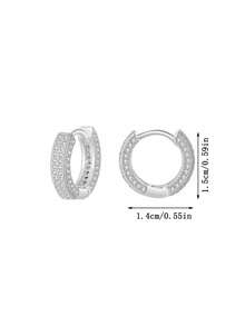 2件套极简几何水钻耳环，奢华复古设计，适合女性、婚礼、订婚等场合佩戴 - 銀色 - 查看 5