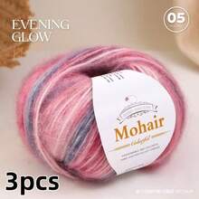 3 Packs, Small Fluffy Clouds, Ombre Mohair, Cotton Candy Mohair Blend Yarn, For Knitting Shawls, Vests, Cardigans, Etc. - Small Cloud Clusters *3 - View 13