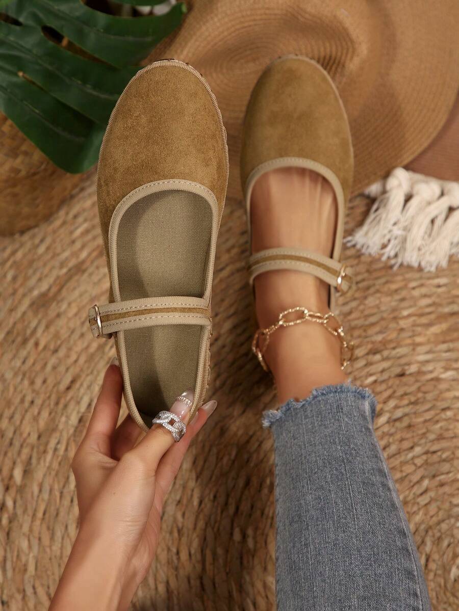 女士平底帆布一脚蹬鞋，软底舞蹈鞋/妈妈休闲鞋