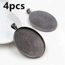 4pcs Pendant Blank Base Setting Fits 30x40mm Oval Cabochon Bezel Tray DIY Jewelry Making Accessories - 30x40mm - View 12