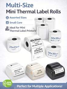 Giấy in nhãn nhiệt, giấy tự dính màu trắng, kích thước 50*50mm và nhiều kích cỡ khác nhau, có thể in tên/giá/logo, tương thích với máy in nhãn P50/M110 M221. - Xem 2