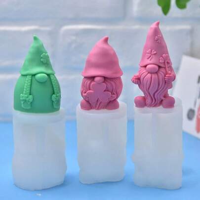 1个装礼品老年人香薰蜡烛硅胶模具 DIY复活节小矮人香薰蜡烛家居装饰硅胶模具