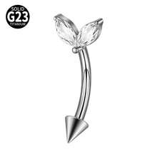 1PC TItanium Butterfly Rook Piercing Cz Flower/Spider/Moon Eyebrow Navel Ring Flower Cuved Rook Barbell Ear Tragus Cartilage Earrings Piercing - Titanium Original Color - View 16