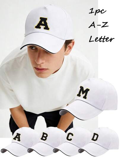 1PC Unisex Personalized A-Z Letter Sandwich Baseball Cap, Long Brim Sun Protection Hat, Fashion Classic Three-Layer Sandwich Brim Baseball Cap,Adjustable Breathable Casual Sports Cap, Ideal For Outdoor Daily Wear