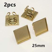 2个方形长方形不锈钢加厚可调节戒指托底座，适用于12/20/25mm 18x25mm凸面宝石DIY配件 - Thick Ring Setting - 查看 7