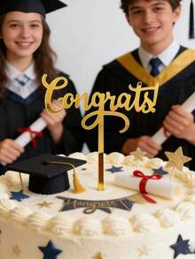1pc Graduation Cake Topper - Congratulations On Graduation, Completion, Celebration, Graduation Party Decor, Cupcake Topper - StyleD - View 4
