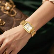 SOKI New Fashion Square Dial Quartz Women's Watch, Suitable For Daily Wear, Birthday Gift, Back To School, Thanksgiving, Couples, Best Gift - Gold - View 3
